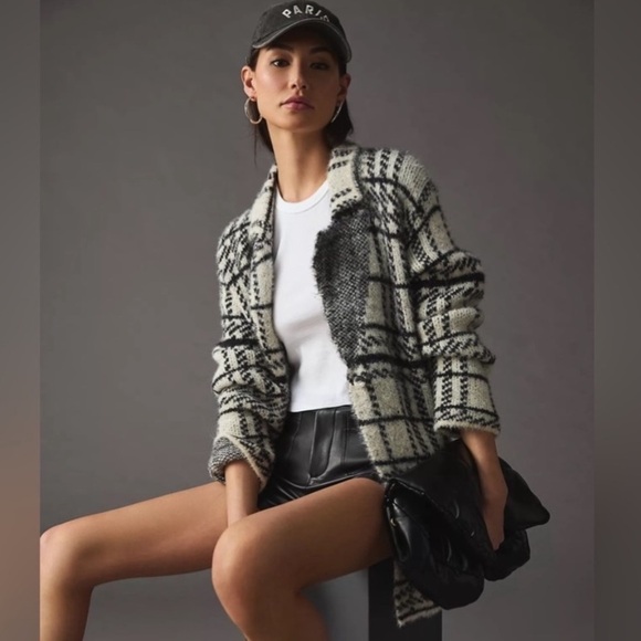 L SPACE Stirling Sweater Coat Couldn't Be Cozier Plaid Size XL - Picture 6 of 16